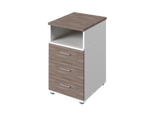 Тумба приставная с 3 ящиками и нишей, с замком на верхний Public comfort С-232 424x514x740 (Белый/Джара Госфорт)
