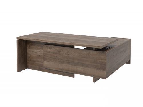 Стол руководителя с опорной тумбой Festus FB-119L.DD 1800x1900x750 (Орех Пацифик Табак)