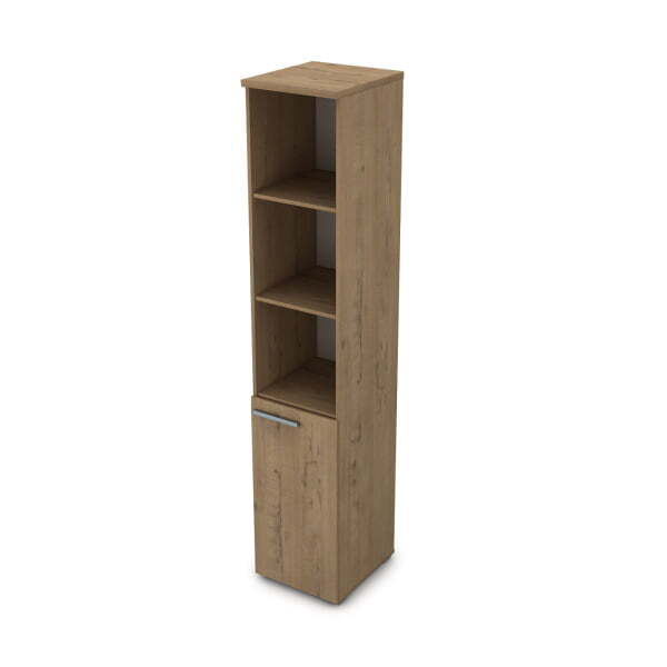 9П.005.7 Пенал высокий с открытыми полками (400x450x2045) (Teakwood)