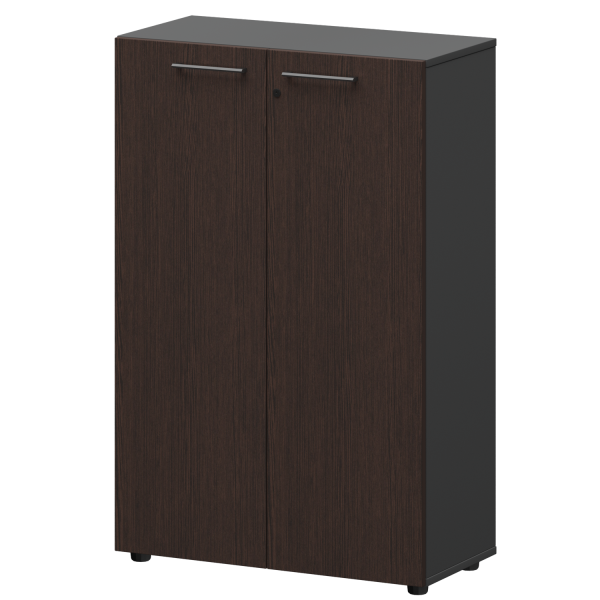 Шкаф средний закрытый Кортез СМШ38F 792x380x1190 (Дуб венге/Графит)