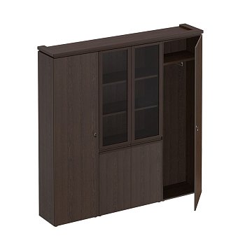 Шкаф комбинированный узкий со стеклом для одежды Mark МК 377 2100x404x2100