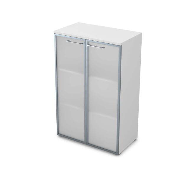 Шкаф средний со стеклом Gloss line 9НШ.017.6 800x450x1245 (Белый премиум)