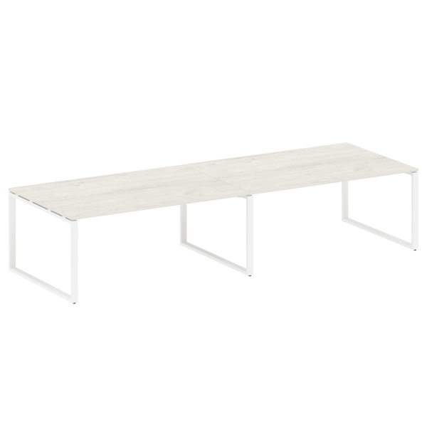 Переговорный стол 2 столешницы Metal System Style БО.ПРГ-2.5 3600x1235x750 (Дуб Наварра/Белый металл)