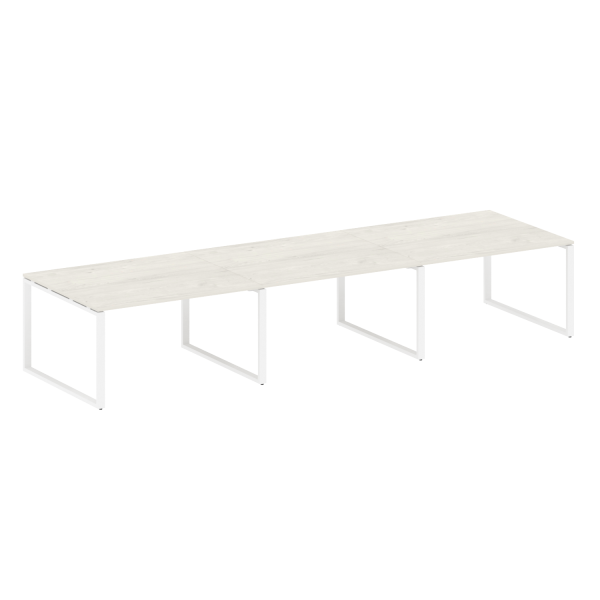 Переговорный стол 3 столешницы Metal System Style БО.ПРГ-3.3 4200x1235x750 (Дуб Наварра/Белый металл)