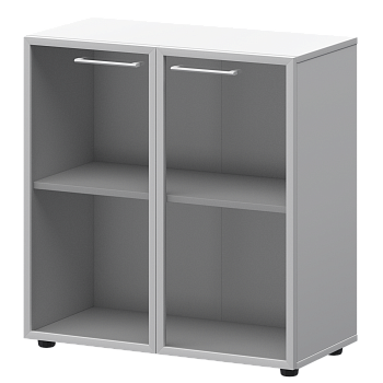 Шкаф низкий со стеклом в ал. рамке Кортез СМШ28RS(Б) 792x380x811