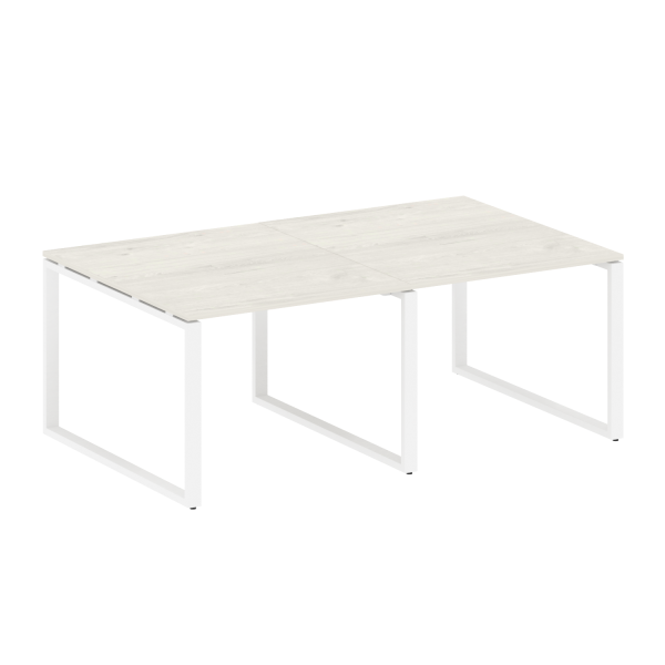 Переговорный стол 2 столешницы Metal System Style БО.ПРГ-2.1 2000x1235x750 (Дуб Наварра/Белый металл)