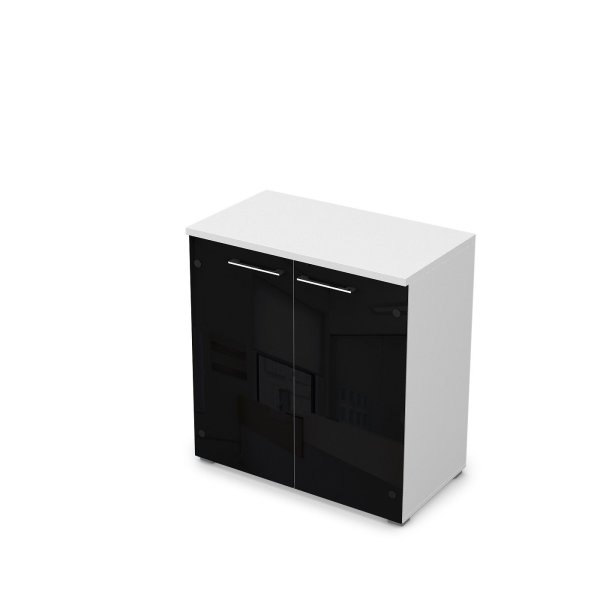 Шкаф низкий со стеклом Gloss line 9НШ.023.4 800x450x845 (Белый премиум)