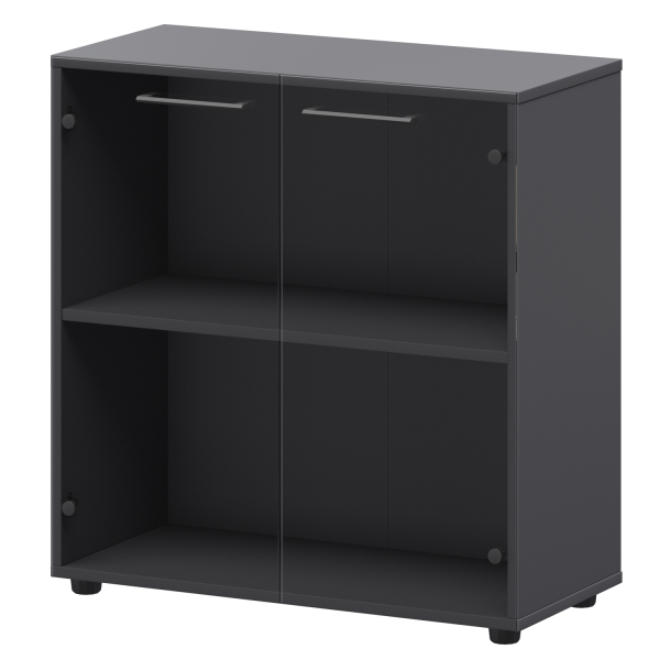 Шкаф низкий со стеклом Кортез СМШ28S 792x380x811 (Графит)