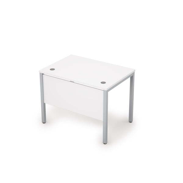 6МД.067 Стол рабочий с экраном из ЛДСП (1000x600x750) (Белый/Алюминий матовый)