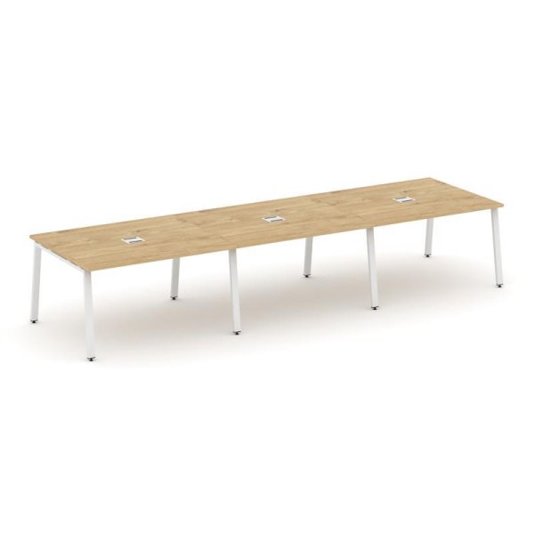 Стол переговорный SN-6A.SPRG-053 (4410х1180х750) (Тиквуд Светлый/Металл Белый)