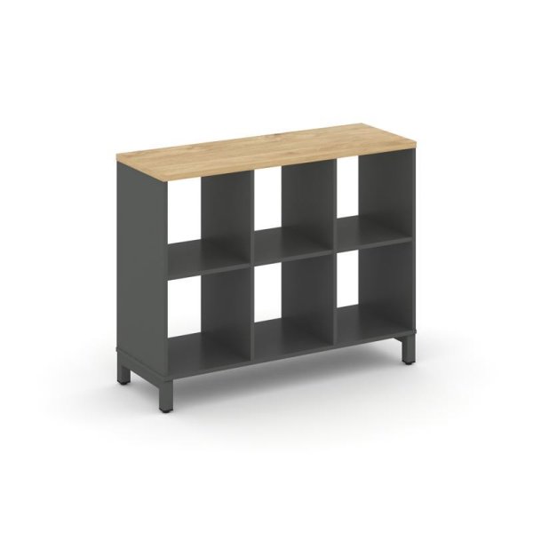 Каркас стеллажа 2 яруса SN.KS-230 (1121х400х881) (Антрацит/Тиквуд Светлый/Металл Антрацит)